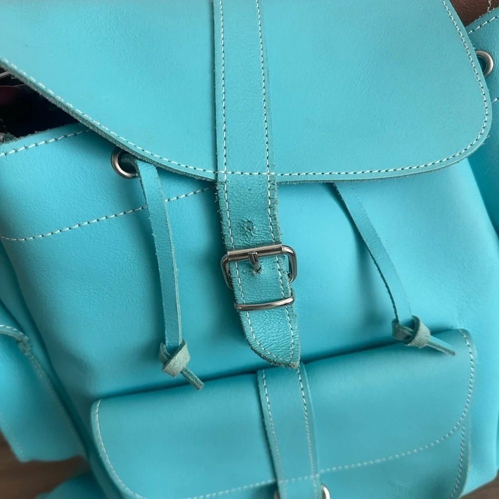 Grafea Show business Sky blue leather Ricksack backpack medium